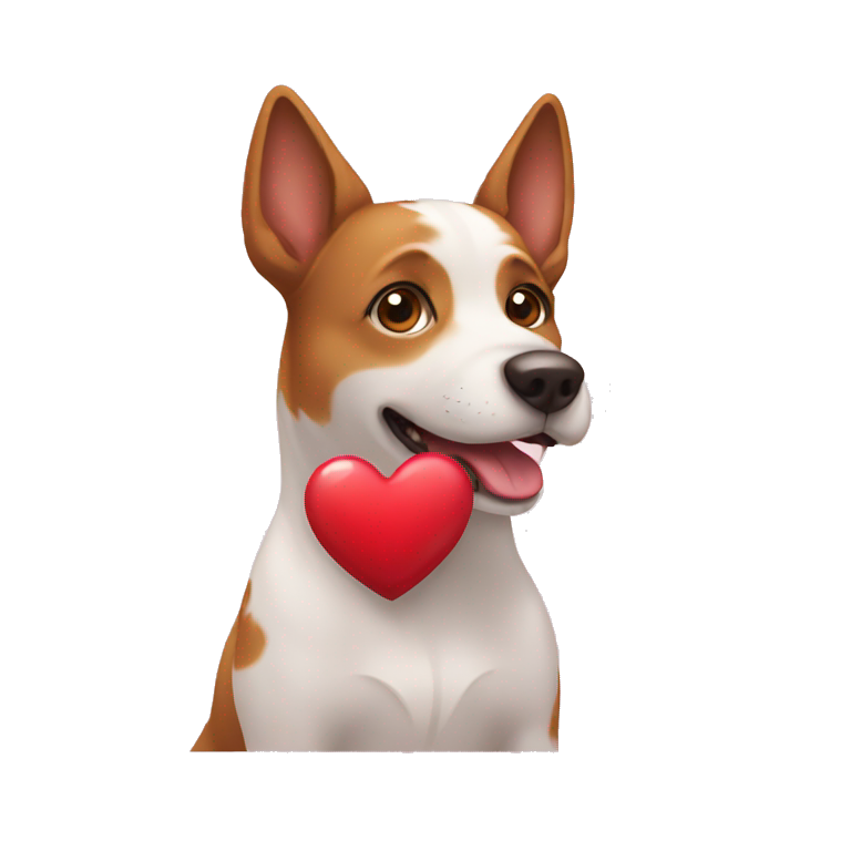Dog holding heart emoji