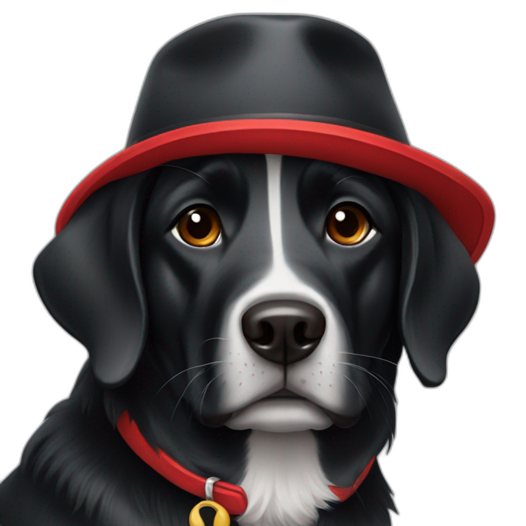 black dog with red hat emoji