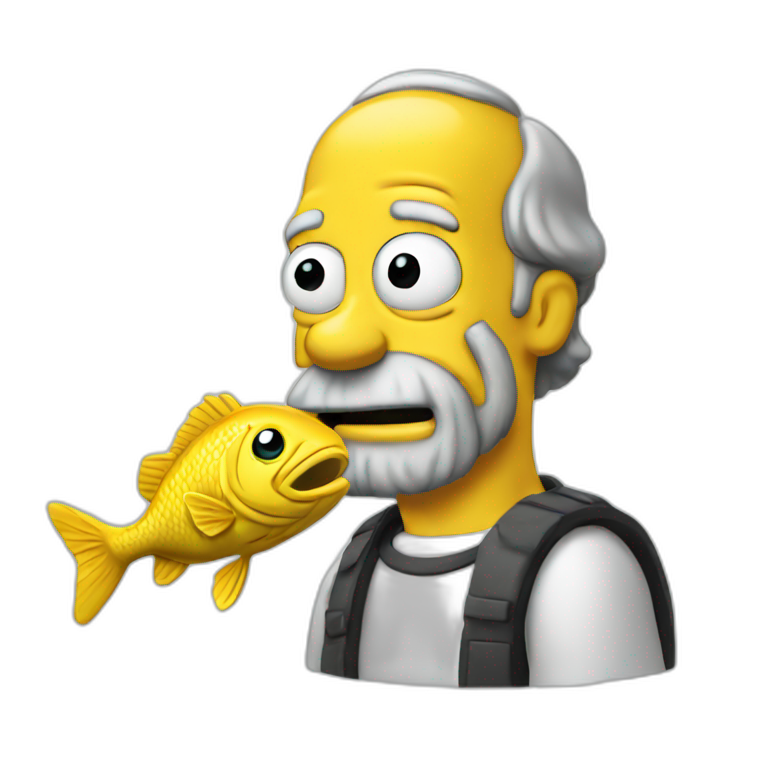 Homer with a fish emoji