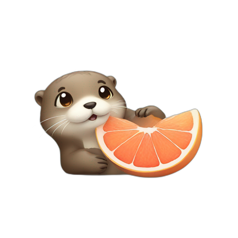 Cute otter with grapefruit hello emoji