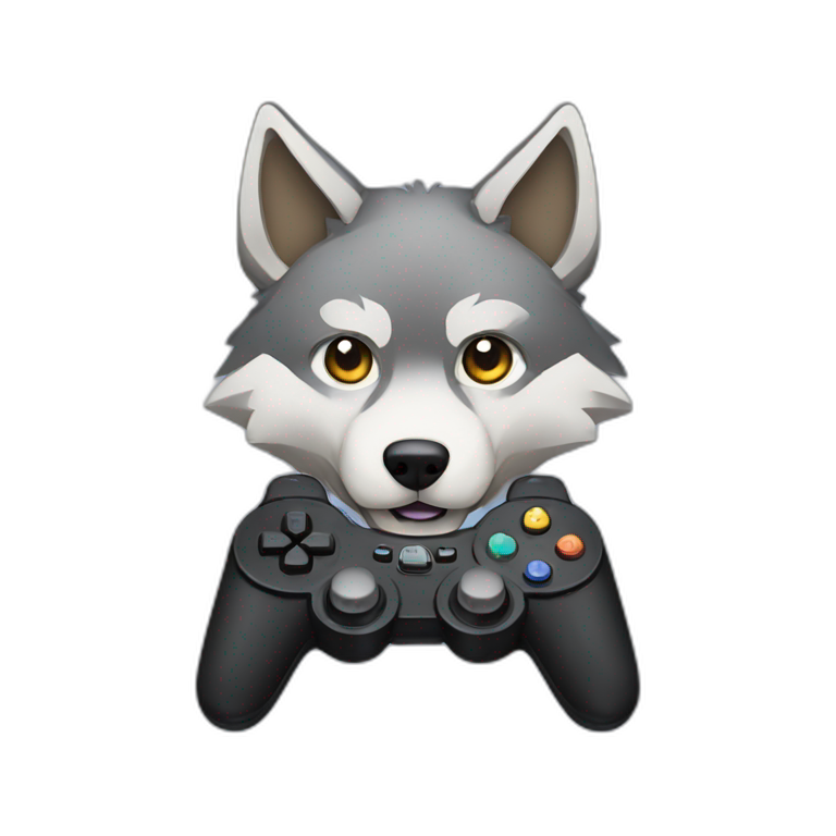 Wolf with a Gaming Controller emoji