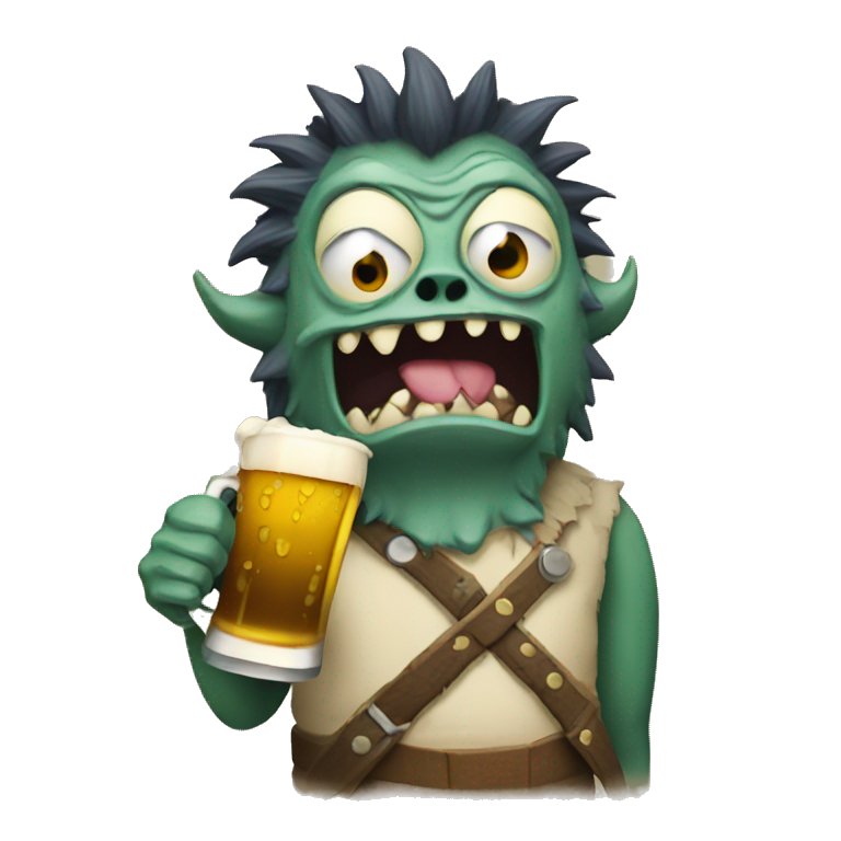 a monster drinking beer emoji