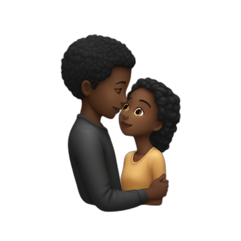 Black boy kissing Black girl emoji
