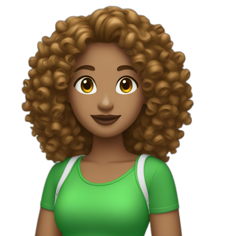 curly girl in AirPods Pro Max green emoji