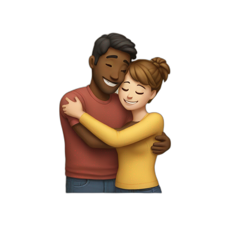 Guy and girl hugging emoji