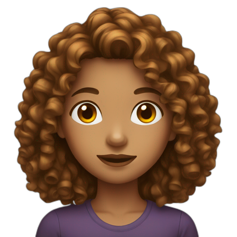 Long Brown Curly Hair Girl emoji