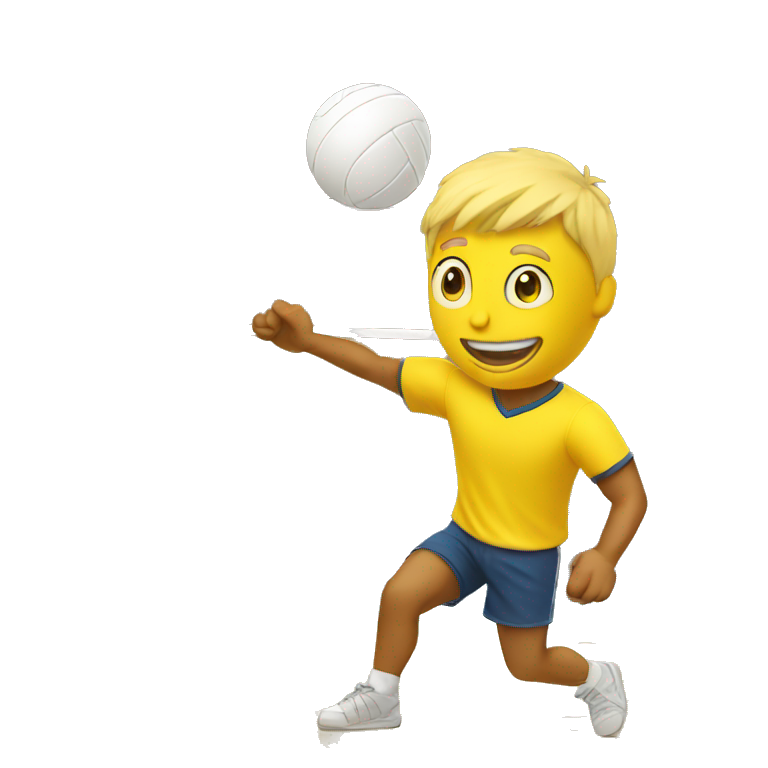 Yellow Man in shorts playing volleyball hitting a ball emoji