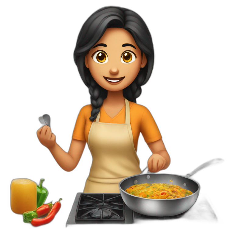 punjabi girl cooking food emoji