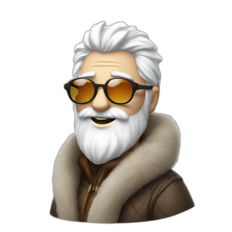 cool Father Frost in sunglasses glasses in a fur coat emoji