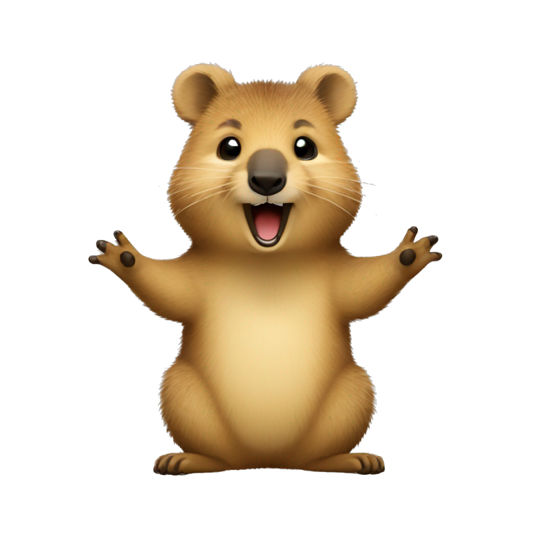 Quokka with open arms for hug emoji