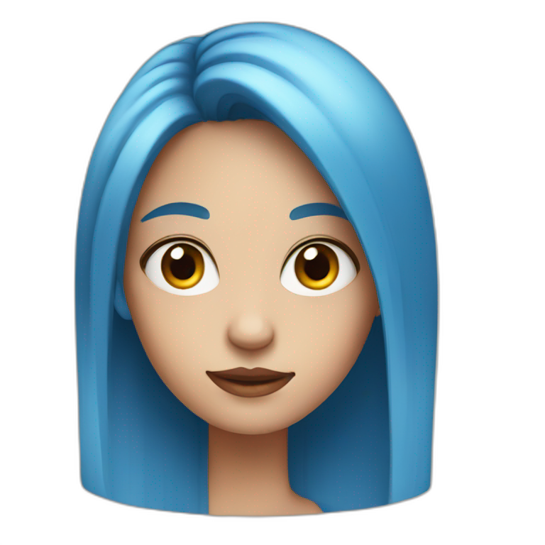 Girl with blue hair. red eyes emoji