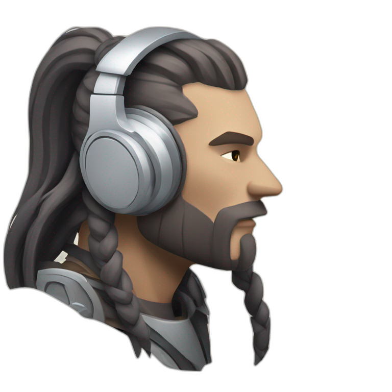 futuristic viking -listening to music with headphones emoji