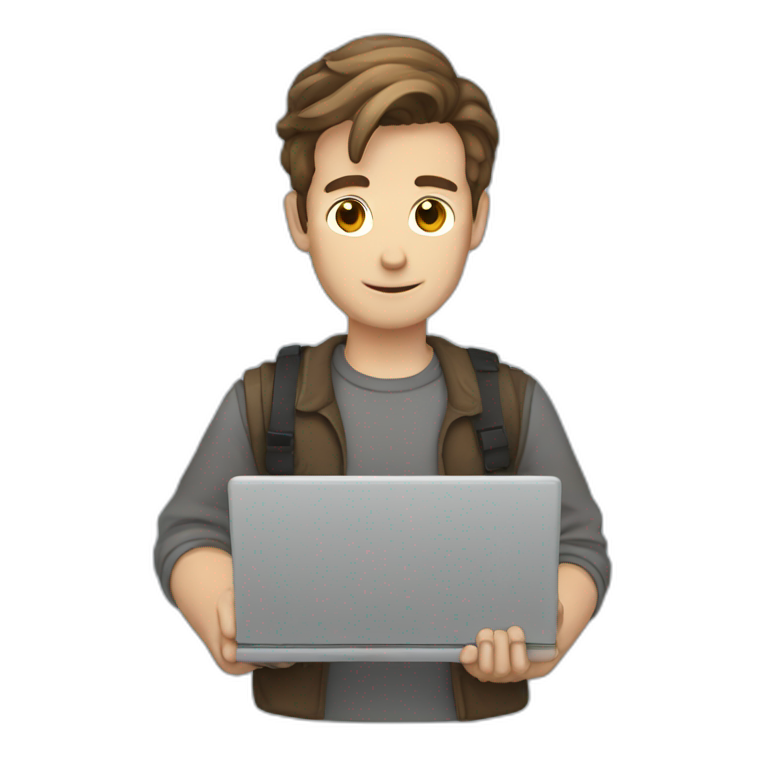 White male brown hair Python Dev holding Laptop emoji