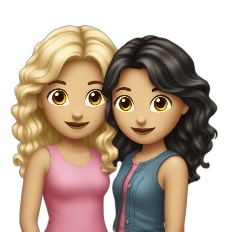 two--girls-best-friends-darkhair-blonde emoji