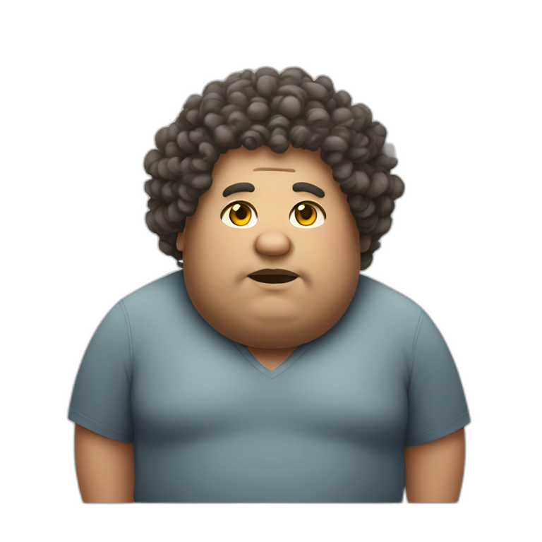 Fat man with big curly hair emoji