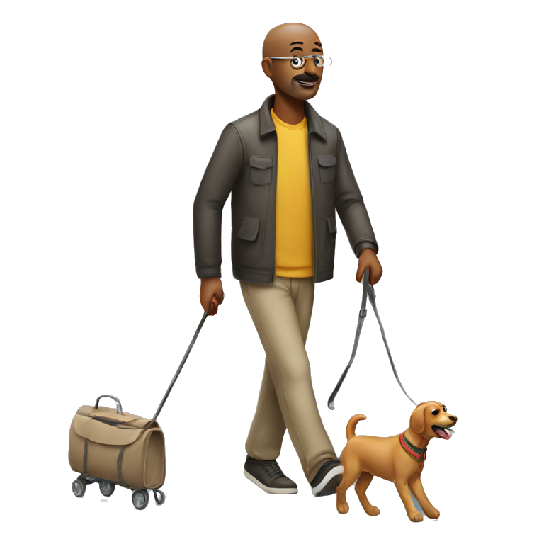 A blind man walking his dog emoji