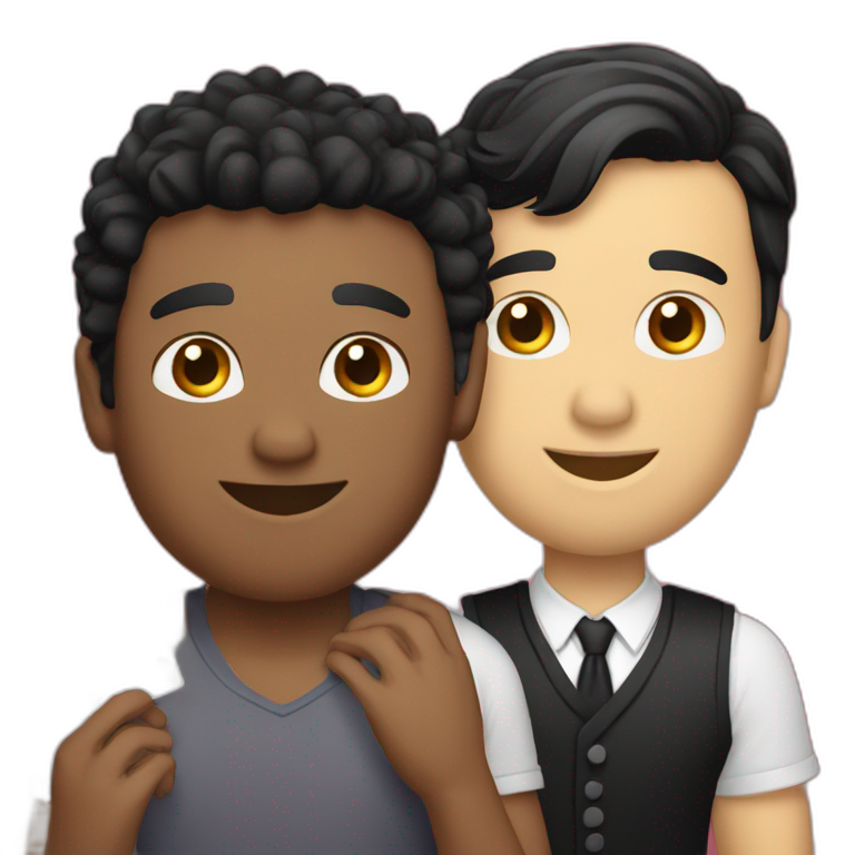 Gay couple, 1 guy Latino black straight black hair and 1 Australian white guy with blonde slightly curly hair playing cards emoji
