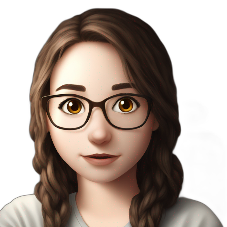 serene brown-eyed girl with glasses emoji