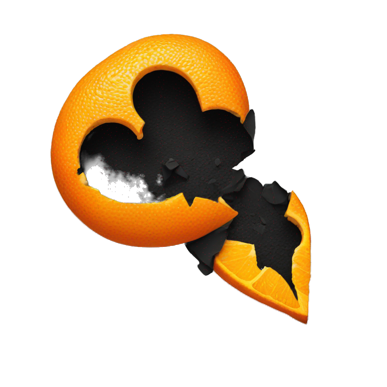 Half orange half black broken heart emoji