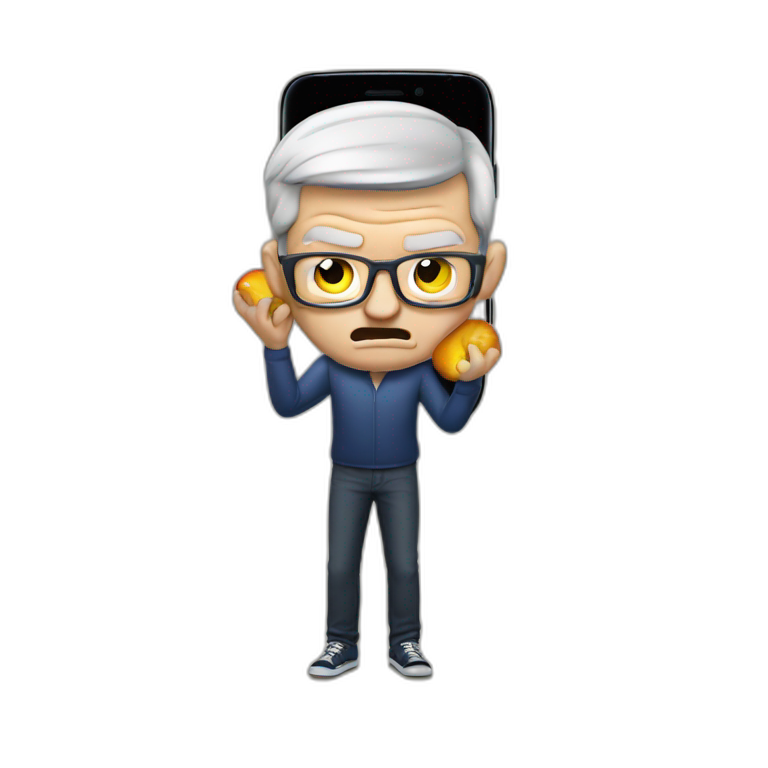 Angry Tim Cook with Samsung Galaxy Phone emoji