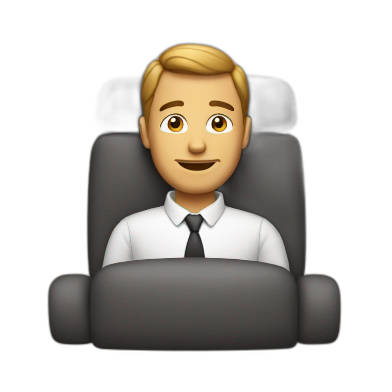 Man seats with iphone emoji