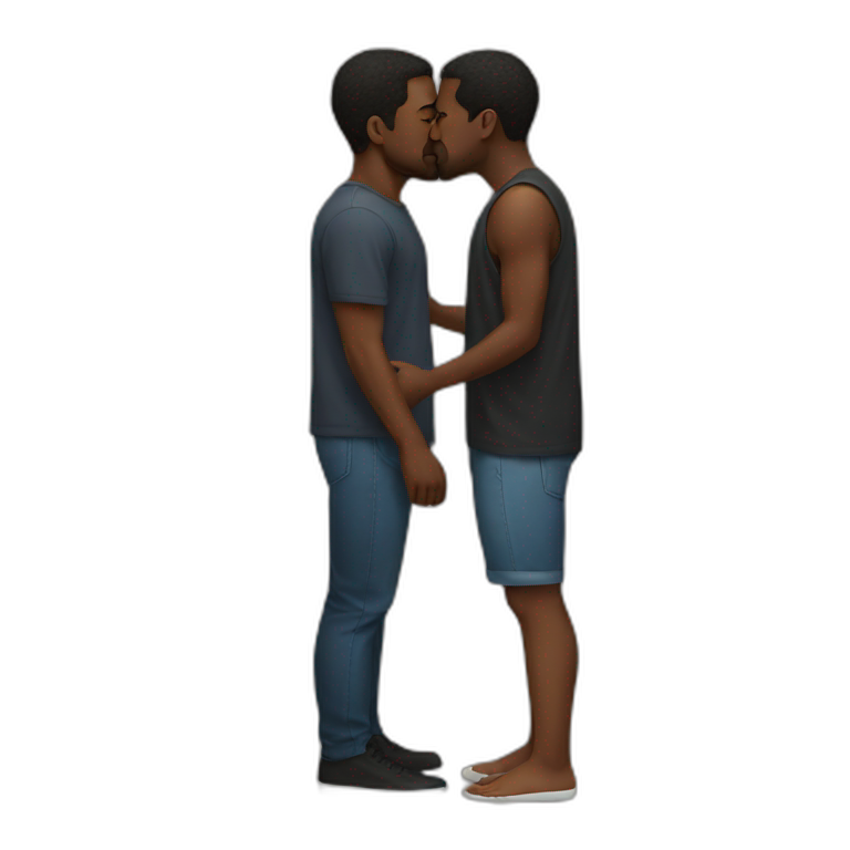 Black men kissing emoji