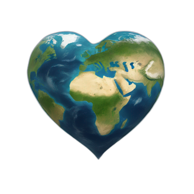Planet Earth in the Shape of a Heart emoji