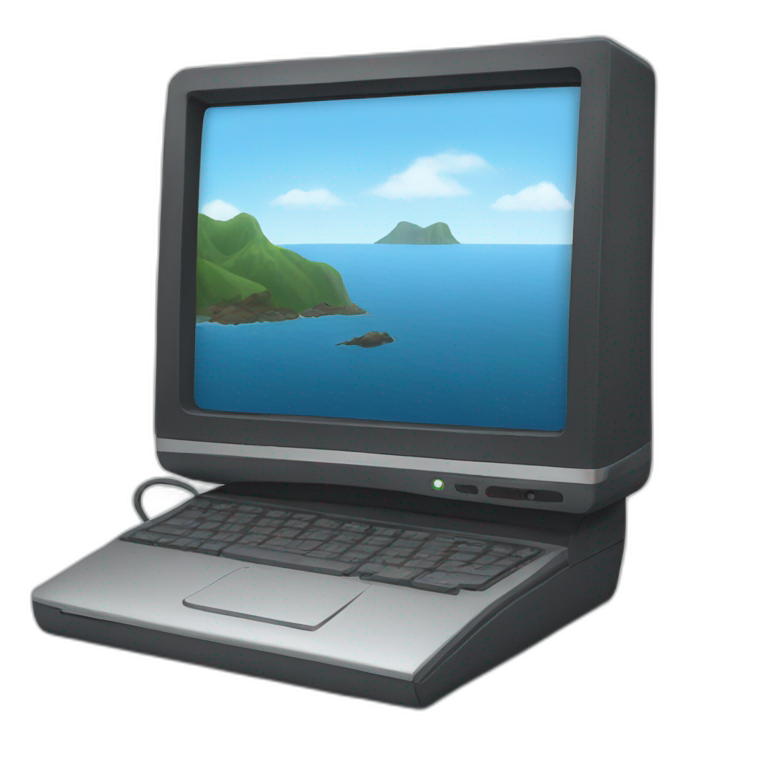 computer with the video call on the screen emoji