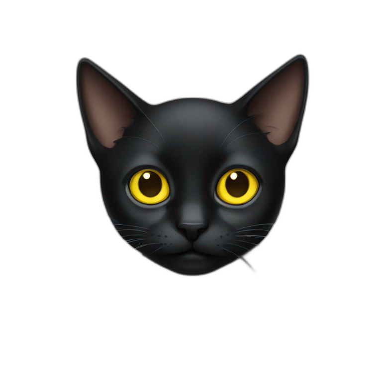 a black cat with yellow big eye emoji