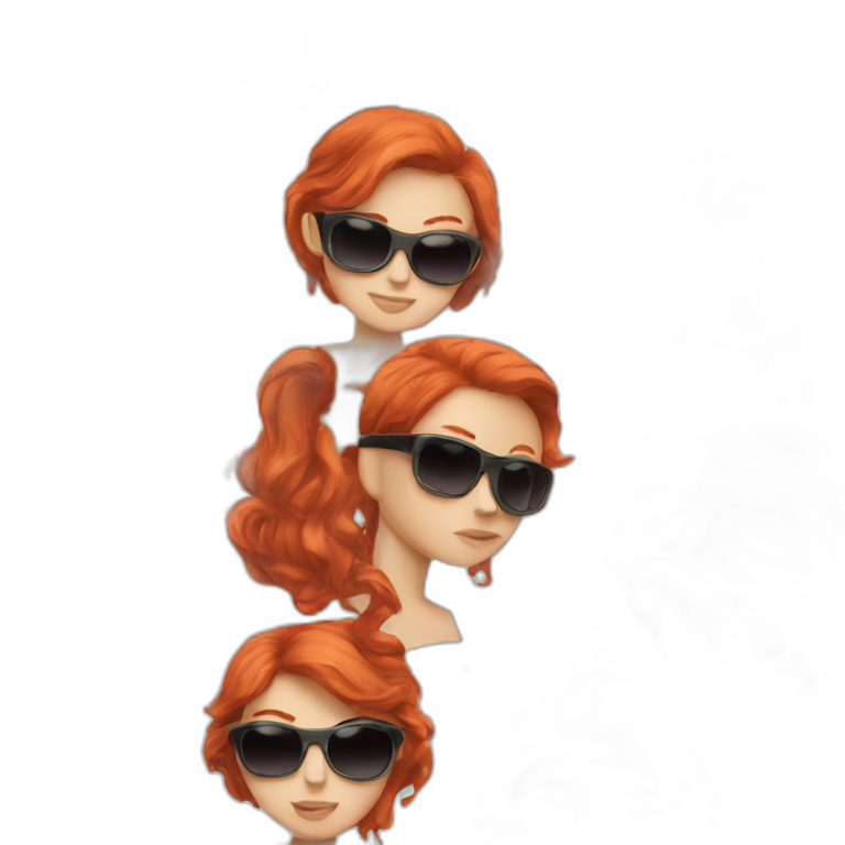 red haired girl sidecut sunglasses emoji