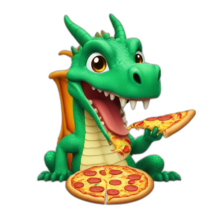 A dragon eating a slice of pizza emoji
