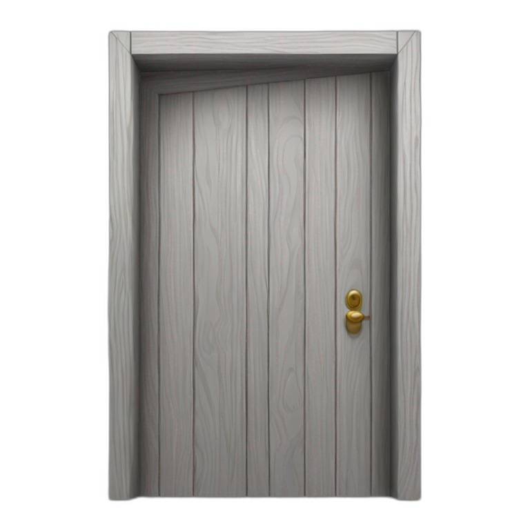 One gray wood open door perspective emoji
