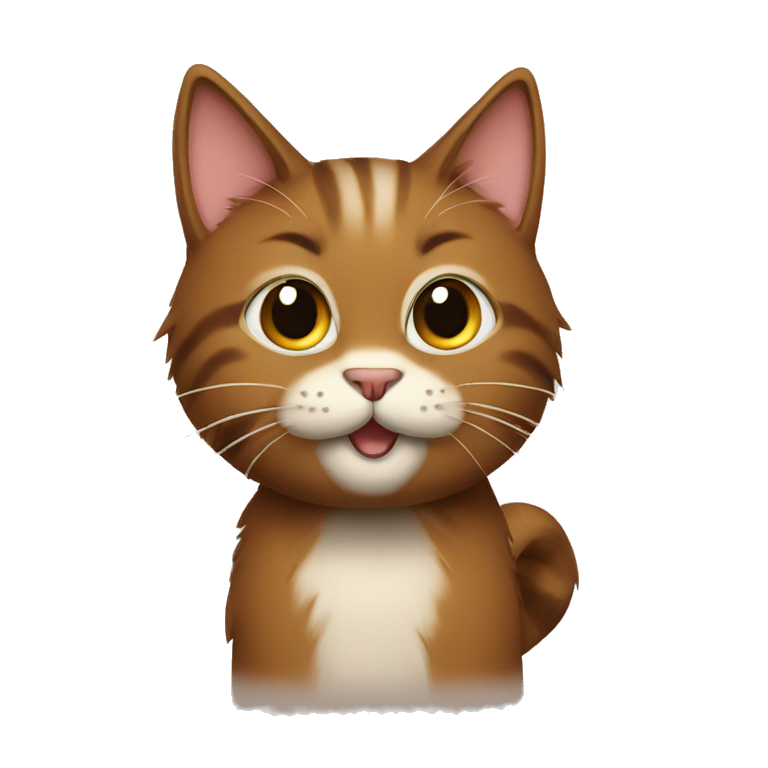 furry cat, brown tail emoji