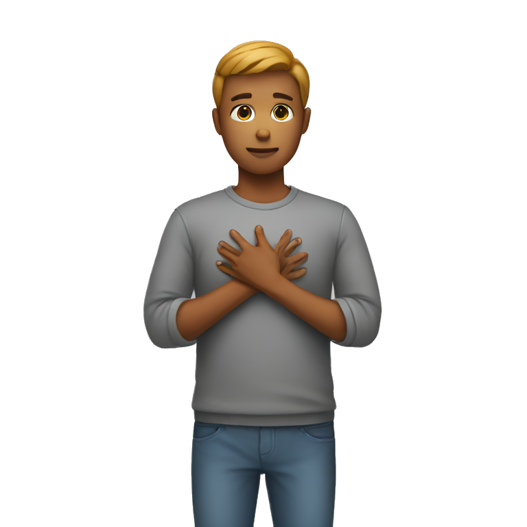 person with hands on chest emoji