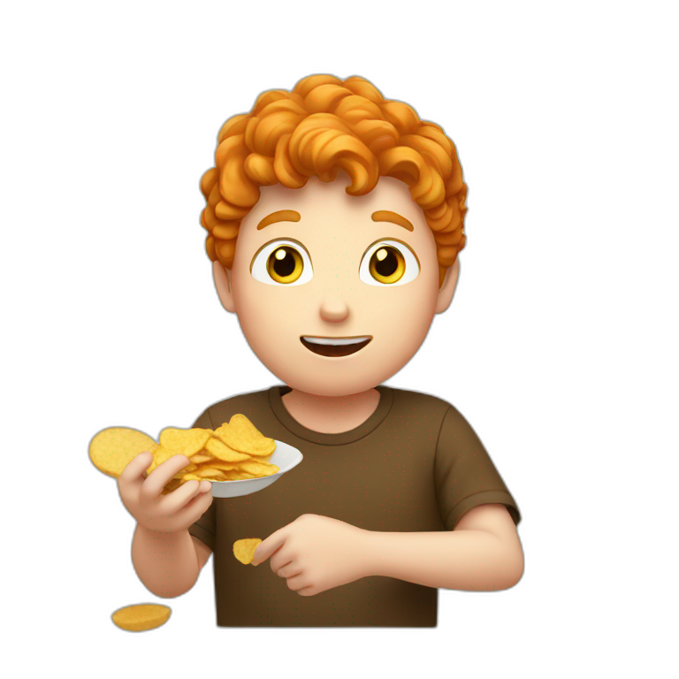 ginger boy eating crisps emoji
