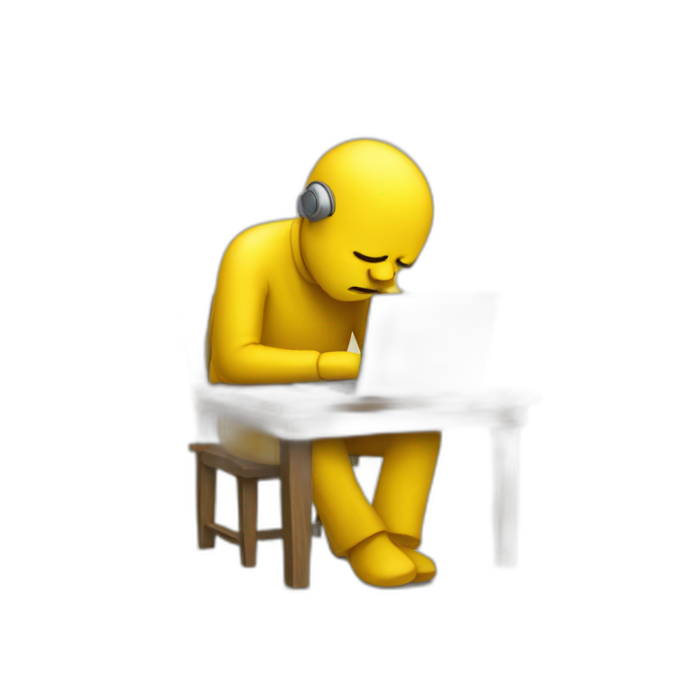 sad yellow man working at laptop emoji