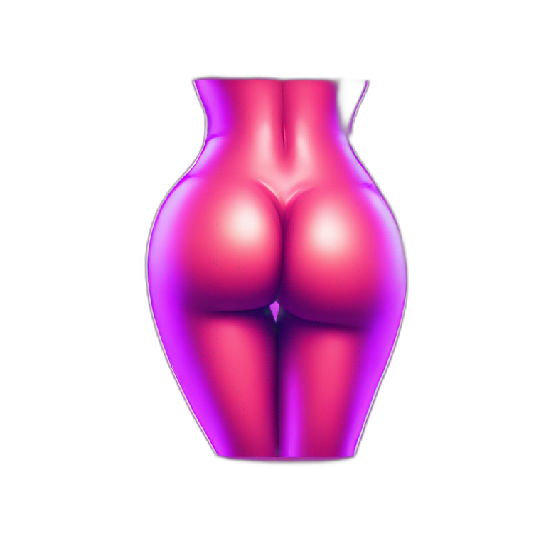 Juicy booty neon sign style emoji