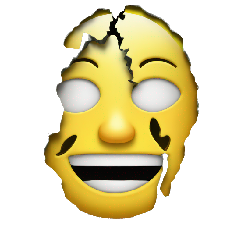 cracked open money face emoji with something behind the cracks emoji