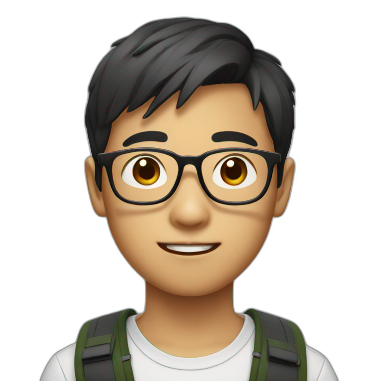 Asian boy with glasses emoji