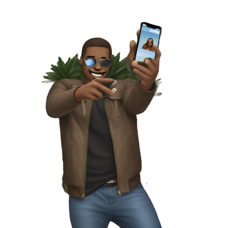 cool guy with phone selfie emoji