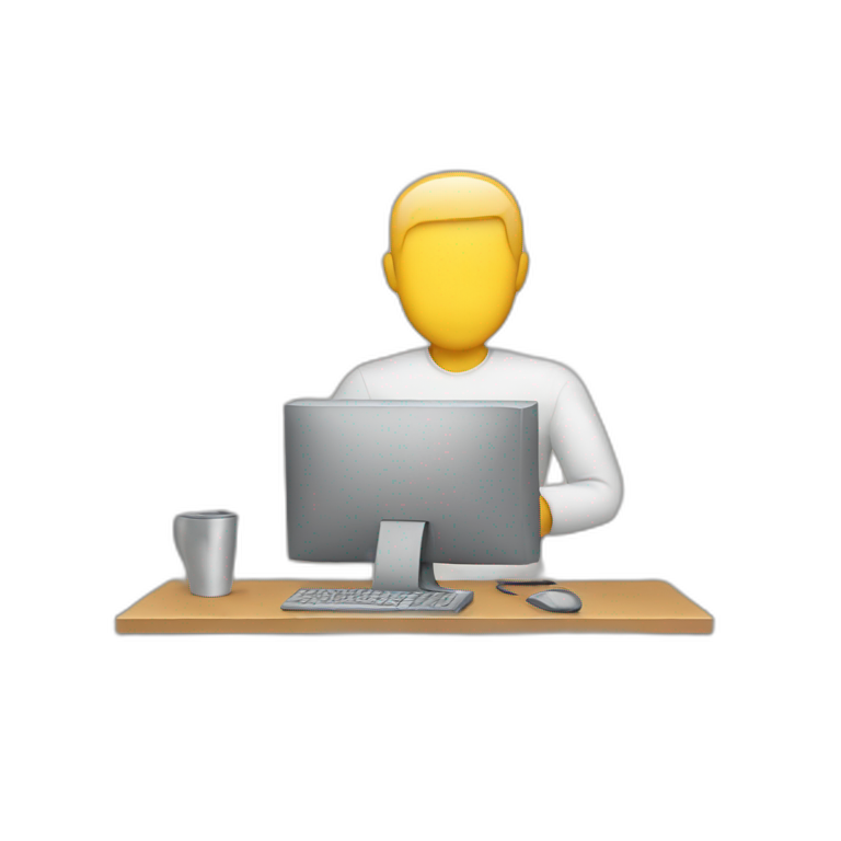 a person behind a computer emoji