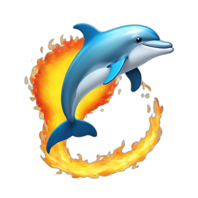 dolphin jumping through hoop of fire emoji