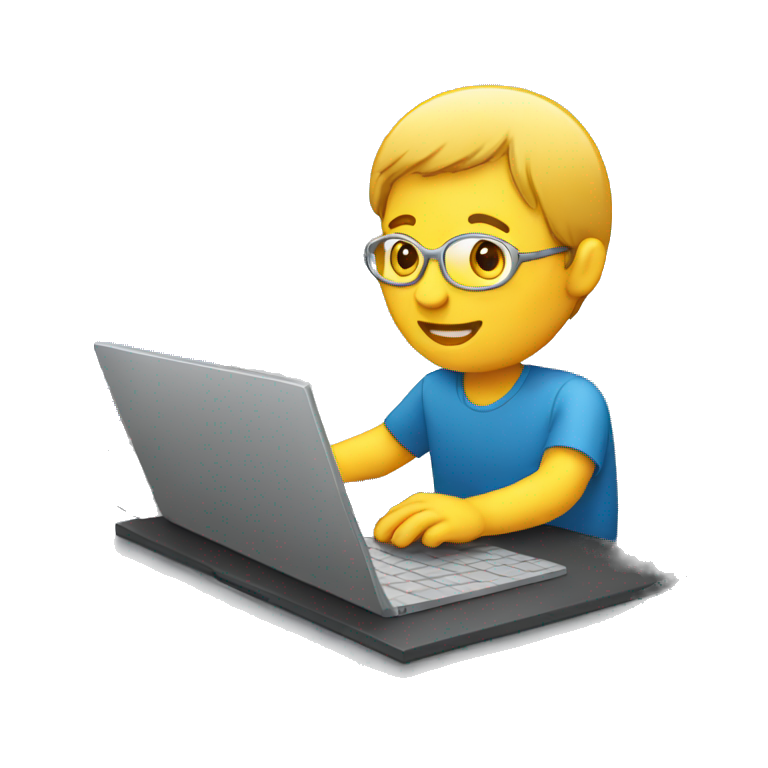 Human with laptop showing laptop screen emoji