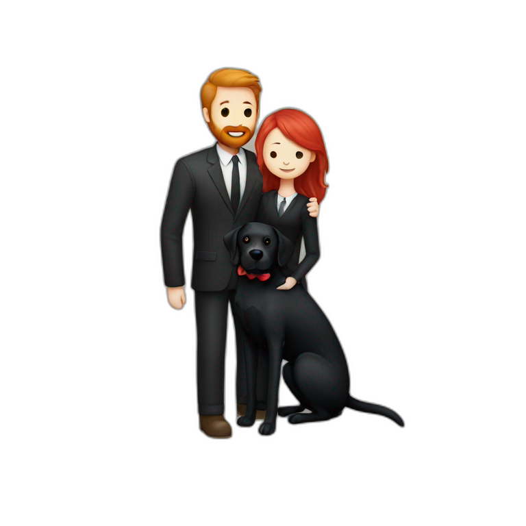 a slender man with a red beard hug a black Labrador emoji