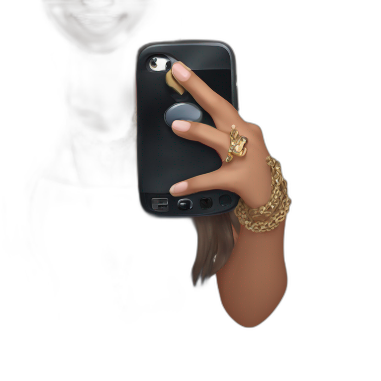 brown-haired girl holding jewelry emoji
