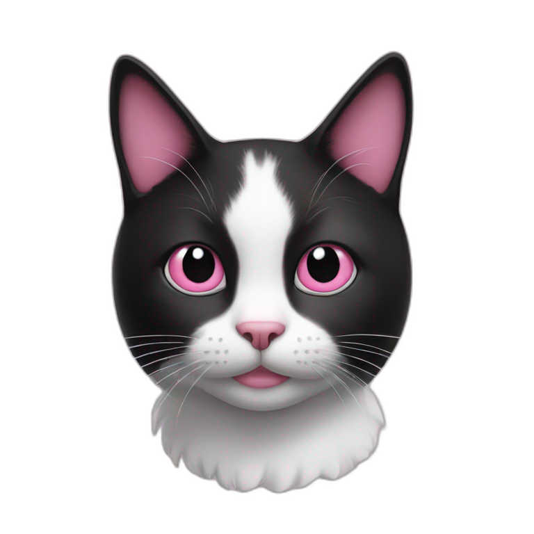 black and white cat with pink nose emoji