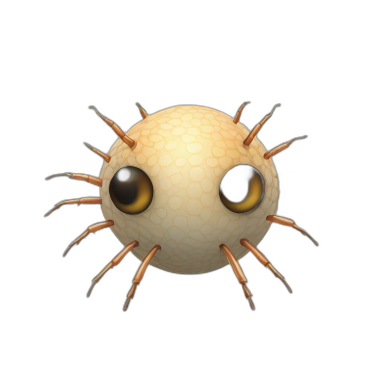 3d sphere with a cartoon Silverfish skin texture with big feminine eyes emoji