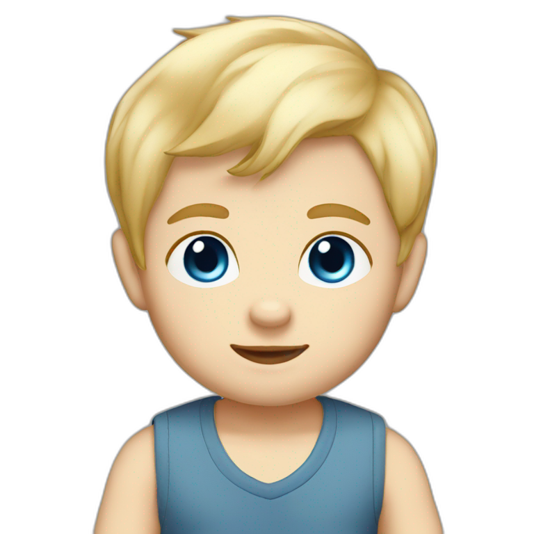 Baby boy blond hair blue eyes with fox plush emoji