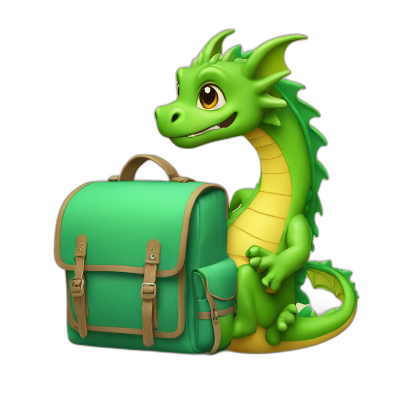 little dragon carring school bag emoji
