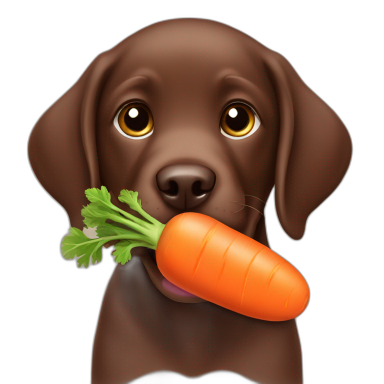 Chocolate labrador puppie eating carrot emoji